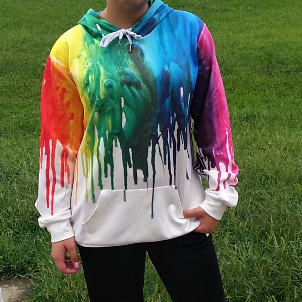 Oversized Dripping Paint Hoodie Gem
